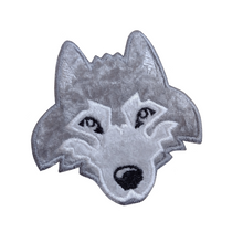 Motif Patch Plush Velvet Wolf Face